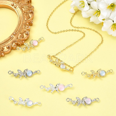 18Pcs 6 Colors Alloy & Glass Butterfly Connector Charms FIND-YW0011-89-1