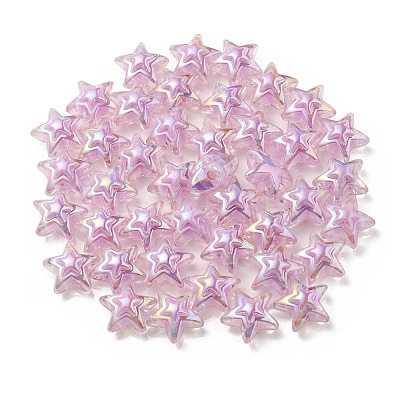 UV Plating Rainbow Iridescent Transparent Acrylic Beads OACR-C007-06E-1