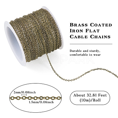 Brass Coated Iron Flat Cable Chains CH-TAC0007-01AB-1