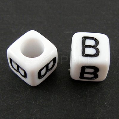 Letter Acrylic European Large Hole Beads OPDL-R050-10mm-B-1