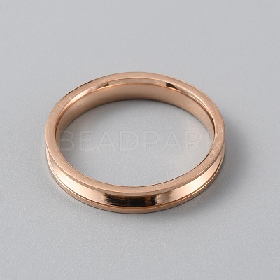 201 Stainless Steel Grooved Finger Ring Settings RJEW-WH0012-11F-1