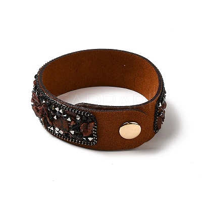 Faux Suede Snap Cord Bracelet LS-BJEW-F428-07-1
