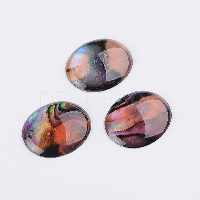 Oval Abalone Shell/Paua Shell Cabochons S-SSHEL-K002-12mm-03-1