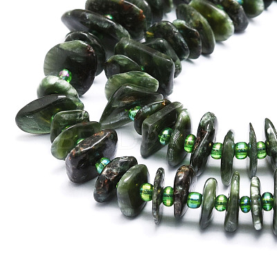 Natural Seraphinite Beads Strands G-E569-K02-1