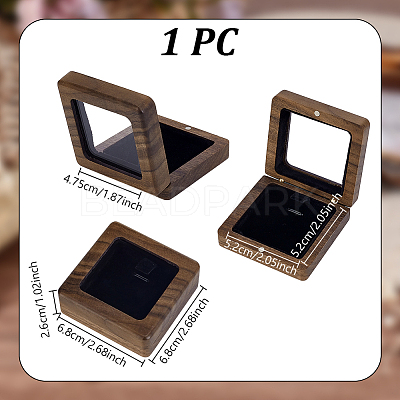 Wooden Badge Storage Boxes with Visible Window Hinged Lid and Black Sponge Inside CON-WH0092-90-1