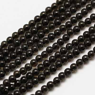 Natural Obsidian Round Bead Strands X-G-A130-2mm-04-1