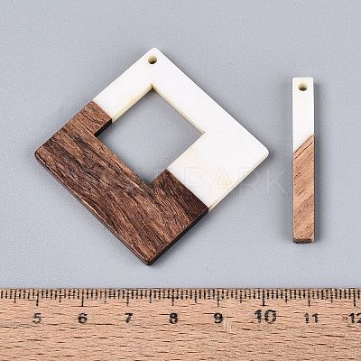 12Pcs 6 Styles Opaque Resin & Walnut Wood Pendants RESI-N053-22-1