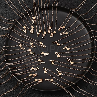 Alloy Letter Heart Pendant Necklaces for Women NJEW-FS0001-09V-1
