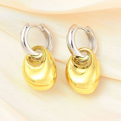 Oval Brass Hoop Earrings for Women EJEW-U057-06A-03GP-1