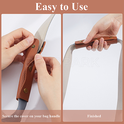 4Pcs Rectangle PU Leather Bag Handles Protective Sleeve FIND-GF0006-48A-1