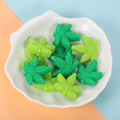 10Pcs 2 Colors Maple Leaf Silicone Beads JX708A-1
