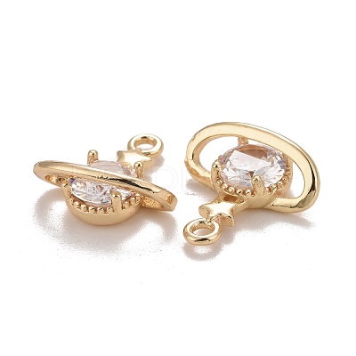 Rack Plating Brass Micro Pave Clear Cubic Zirconia Charms KK-E267-11LG-1