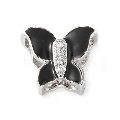 Brass Micro Pave Clear Cubic Zirconia Silde Charms KK-C086-02P-03-1