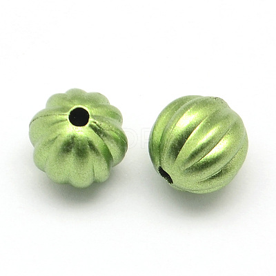 Matte Round Spray Painted Acrylic Corrugated Beads ACRP-Q017-04-1