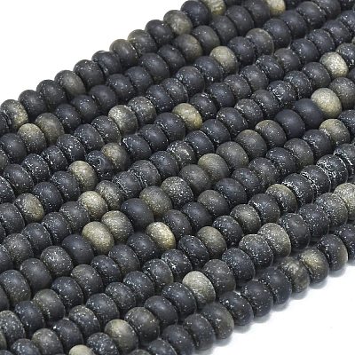 Natural Golden Sheen Obsidian Beads Strands G-P575-A29-6x4mm-1