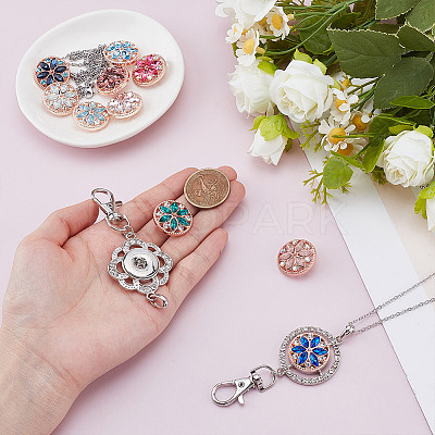10Pcs 10 Colors Alloy Rhinestone Snap Buttons FIND-NB0006-38-1