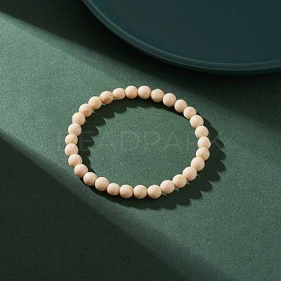 Natural Fossil Bead Stretch Bracelets BJEW-K212-A-015-1