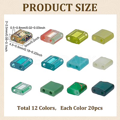 240Pcs 12 Colors 2-Hole Baking Paint Glass Seed Beads SEED-ME0001-10B-1