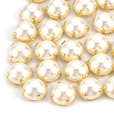ABS Plastic Imitation Pearl Shank Buttons BUTT-T002-8mm-01G-1