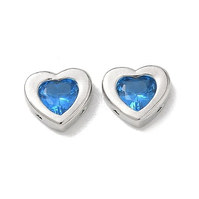 Valentine's Day Brass Pave Cornflower Blue Glass Beads KK-A300-06P-1