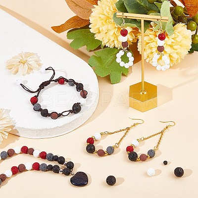 Unwaxed Natural Lava Rock Bead Strands X-G-F309-8mm-1