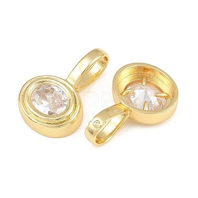 Brass Pave Clear Cubic Zirconia Pendants KK-CBA56EF-35B-G-01-1