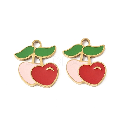 304 Stainless Steel Enamel Charms STAS-R168-02B-G-1