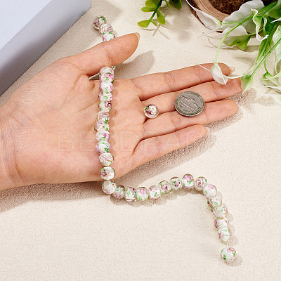 1 Strand Handmade Lampwork Inner Flower Rondelle Beads Strands LAMP-TA0002-72K-1