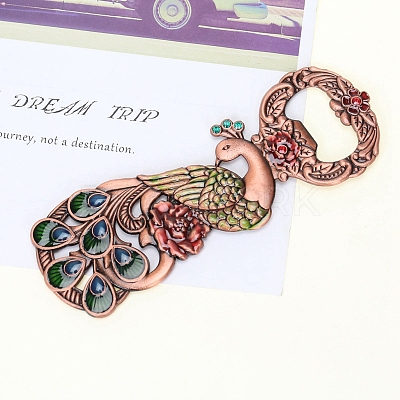 European Style Peacock Alloy Rhinestone Bottle Openers FAMI-PW0003-01-1