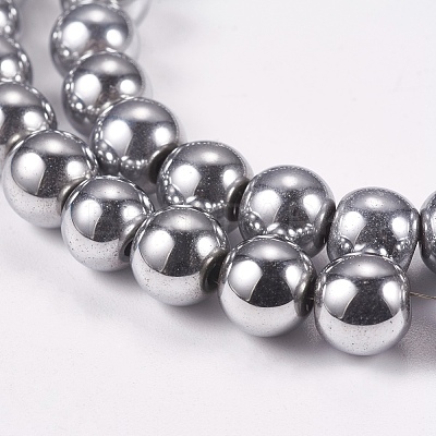 Electroplate Non-magnetic Synthetic Hematite Beads Strands X-G-J169A-8mm-02-1