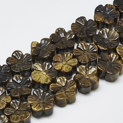Carved Natural Tiger Eye Beads Strands G-T122-08A-1