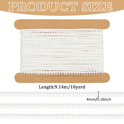 10 Yards Polyester Picot Lace Trim SENE-WH0003-42C-1