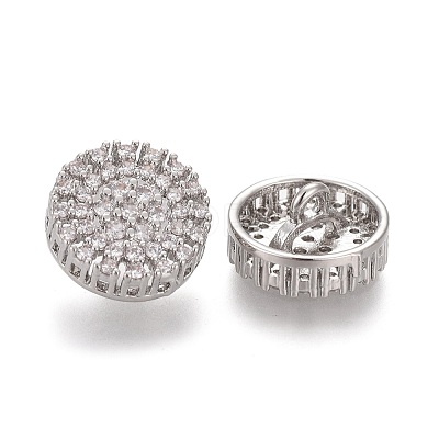 Brass Micro Pave Clear Cubic Zirconia Shank Buttons KK-H738-22P-1