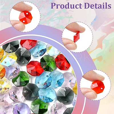 48Pcs 8 Colors Electroplate Glass Links Connectors EGLA-FS0001-48-1