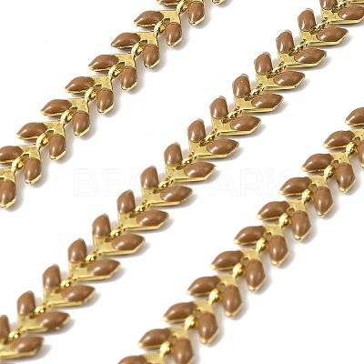 Brass Enamel Leaf Link Chains CHC-F021-02G-10-1