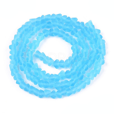 Frosted Transparent Glass Beads Strands GLAA-N016-4mm-06-1