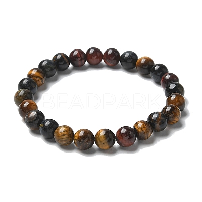 Natural Tiger Eye Bead Stretch Bracelets X-BJEW-K212-B-005-1