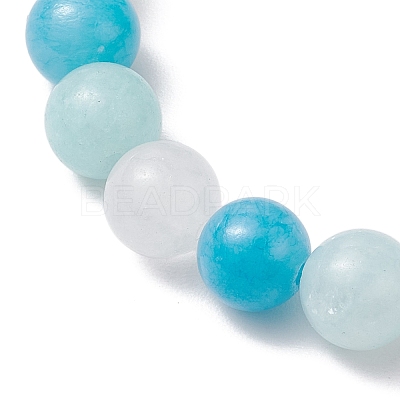 Natural Mashan Jade & White Jade Beaded Stretch Bracelets BJEW-JB11152-1