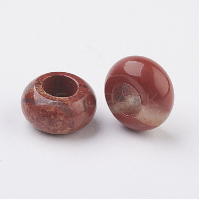 Natural Red Jasper European Beads G-G740-14x8mm-04-1