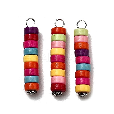 Dyed Synthetic Turquoise Column Pendants PALLOY-JF04536-01-1