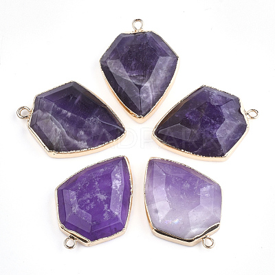 Electroplate Natural Amethyst Pendants G-S344-20B-1