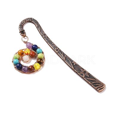 4Pcs Chakra Theme Gemstone Beaded Bookmarks AJEW-SZ0002-33-1