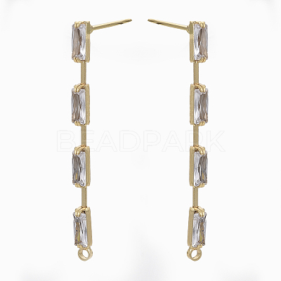 Brass Clear Cubic Zirconia Stud Earring Findings LS-KK-N232-13-NF-1