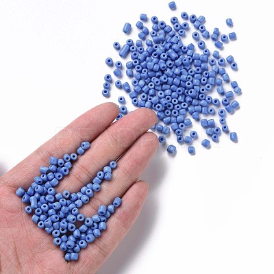 6/0 Opaque Colours Round Glass Seed Beads X-SEED-A010-4mm-43B-1