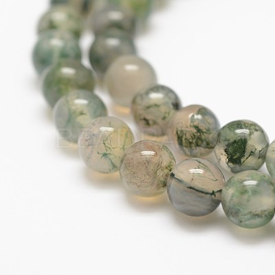 Natural Moss Agate Beads Strands X-G-F453-6mm-1