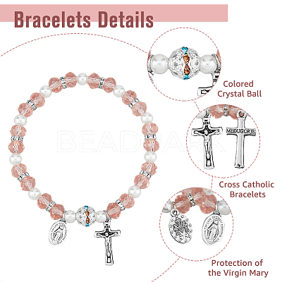 6Pcs 6 Colors Glass & Acrylic Imitation Pearl Beaded Stretch Bracelets Set BJEW-FI0001-37-1
