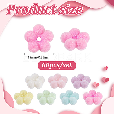 60Pcs Flocking Opaque Acrylic Beads FIND-GA0008-13-1