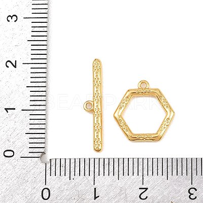 Hexagon Brass Toggle Clasps KK-G548-40G-1