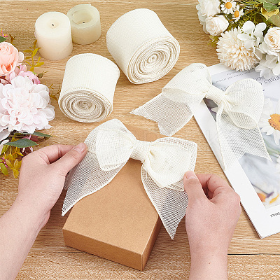 10 Yards Burlap Ribbons SRIB-WH0026-11A-1