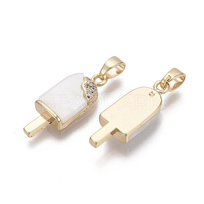 Brass Clear Cubic Zirconia Pendants X-KK-N233-033-NF-1